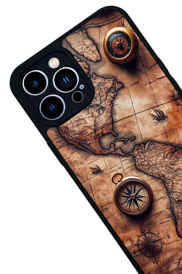 iPhone 13 Pro Max Uyumlu Harita Tasarımlı Glossy Premium Kılıf