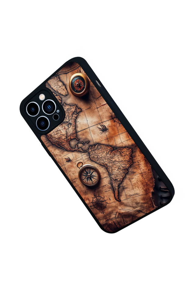iPhone 13 Pro Max Uyumlu Harita Tasarımlı Glossy Premium Kılıf