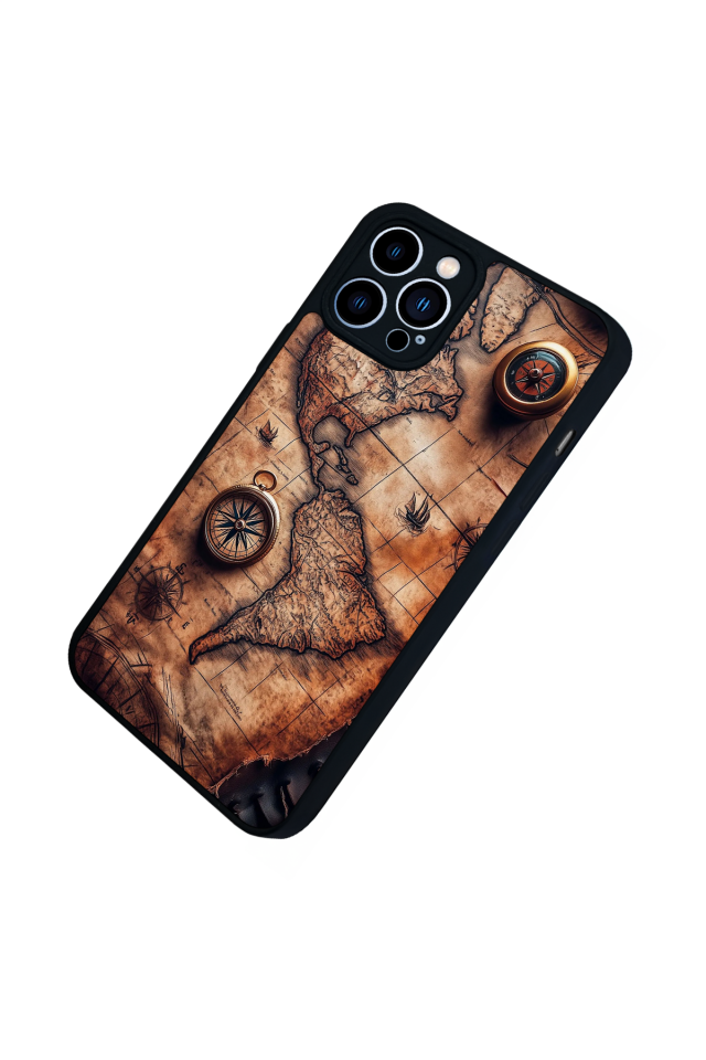 iPhone 13 Pro Max Uyumlu Harita Tasarımlı Glossy Premium Kılıf