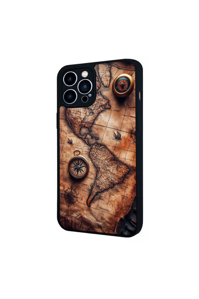 iPhone 13 Pro Max Uyumlu Harita Tasarımlı Glossy Premium Kılıf