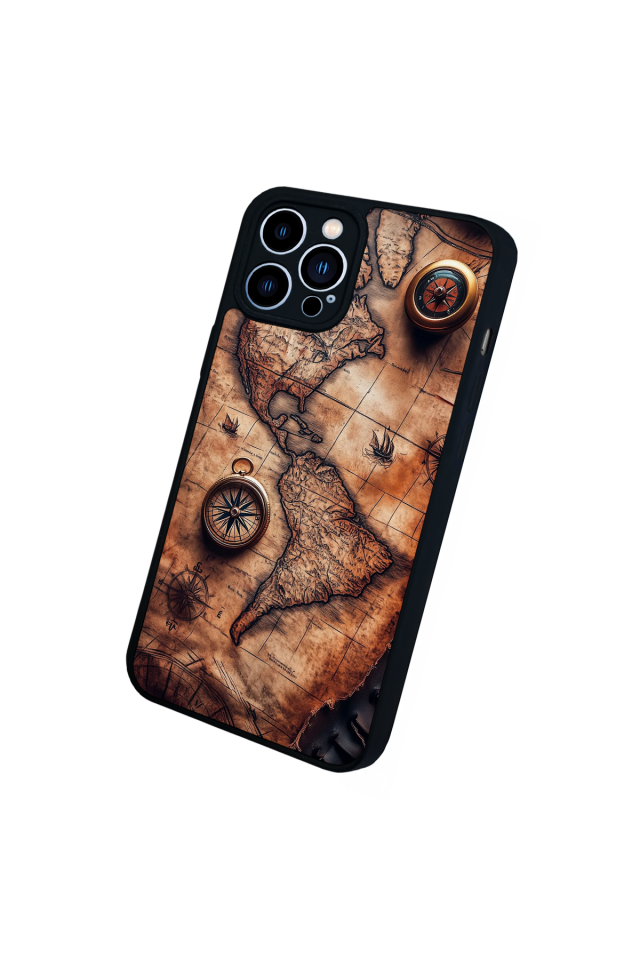 iPhone 13 Pro Max Uyumlu Harita Tasarımlı Glossy Premium Kılıf