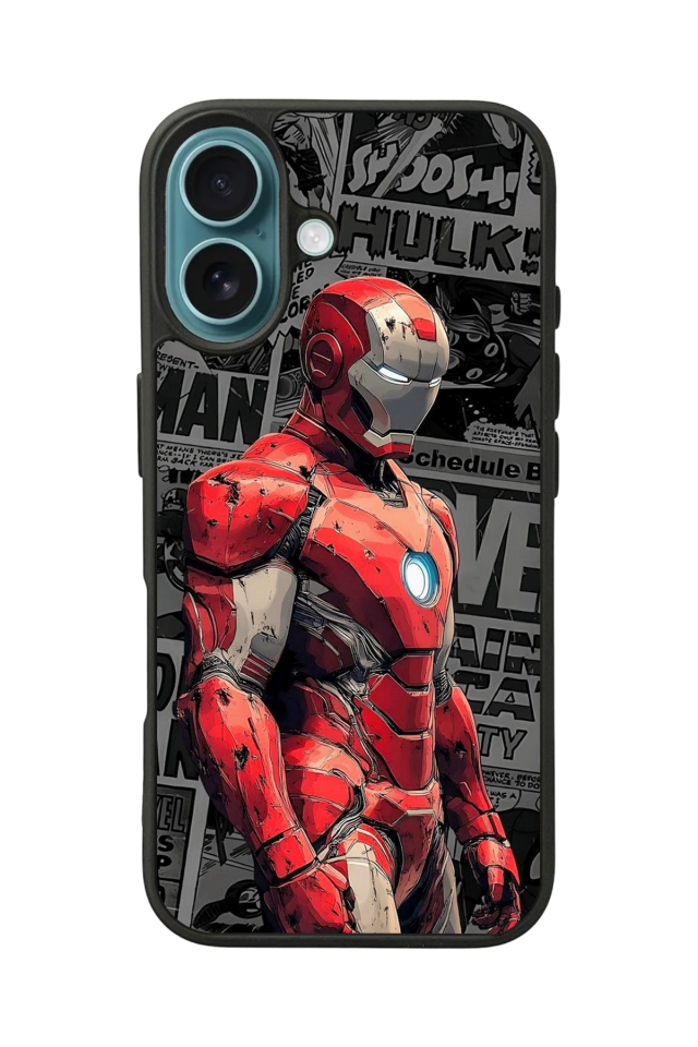 iPhone 16 Plus Uyumlu Iron Man ( Demir Adam ) Tasarımlı Glossy Premium Kılıf