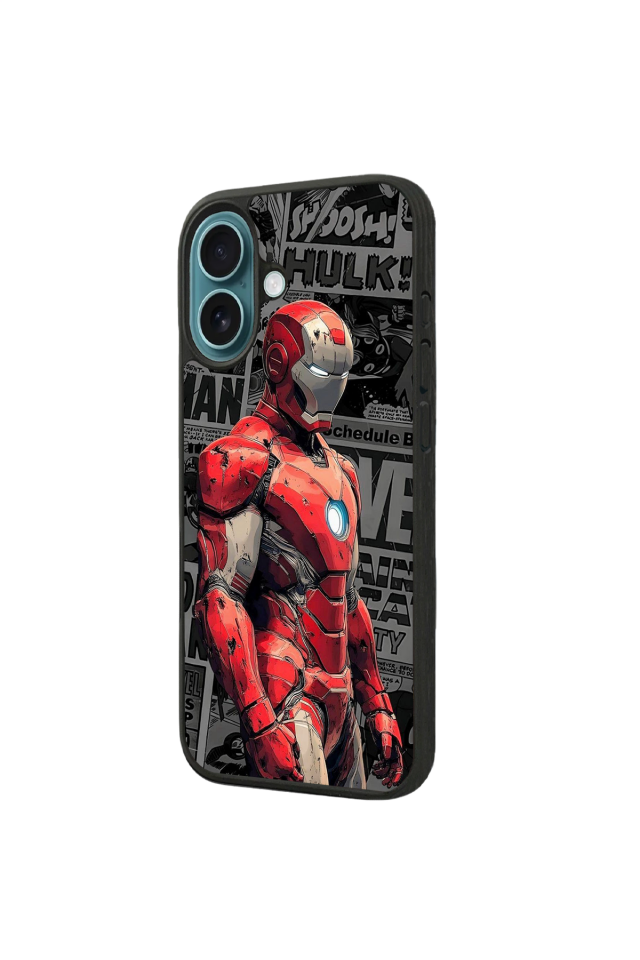 iPhone 16 Plus Uyumlu Iron Man ( Demir Adam ) Tasarımlı Glossy Premium Kılıf