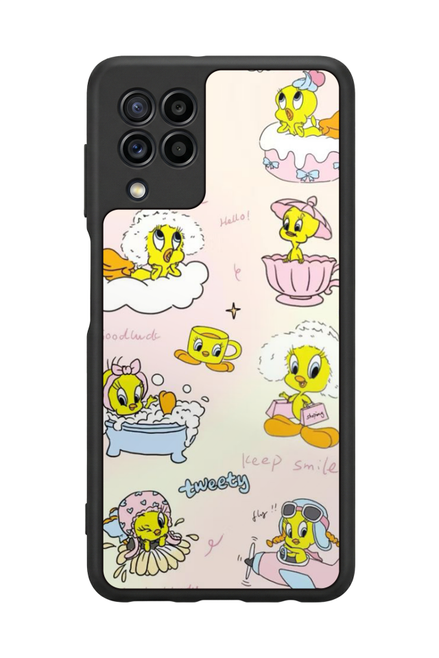Samsung Galaxy M22 Uyumlu Tweety Tasarımlı Glossy Premium Kılıf