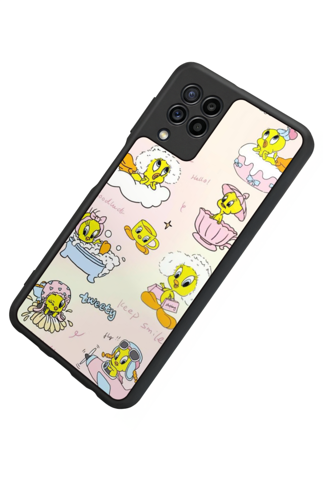 Samsung Galaxy M22 Uyumlu Tweety Tasarımlı Glossy Premium Kılıf