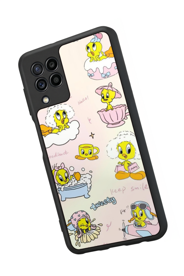 Samsung Galaxy M22 Uyumlu Tweety Tasarımlı Glossy Premium Kılıf