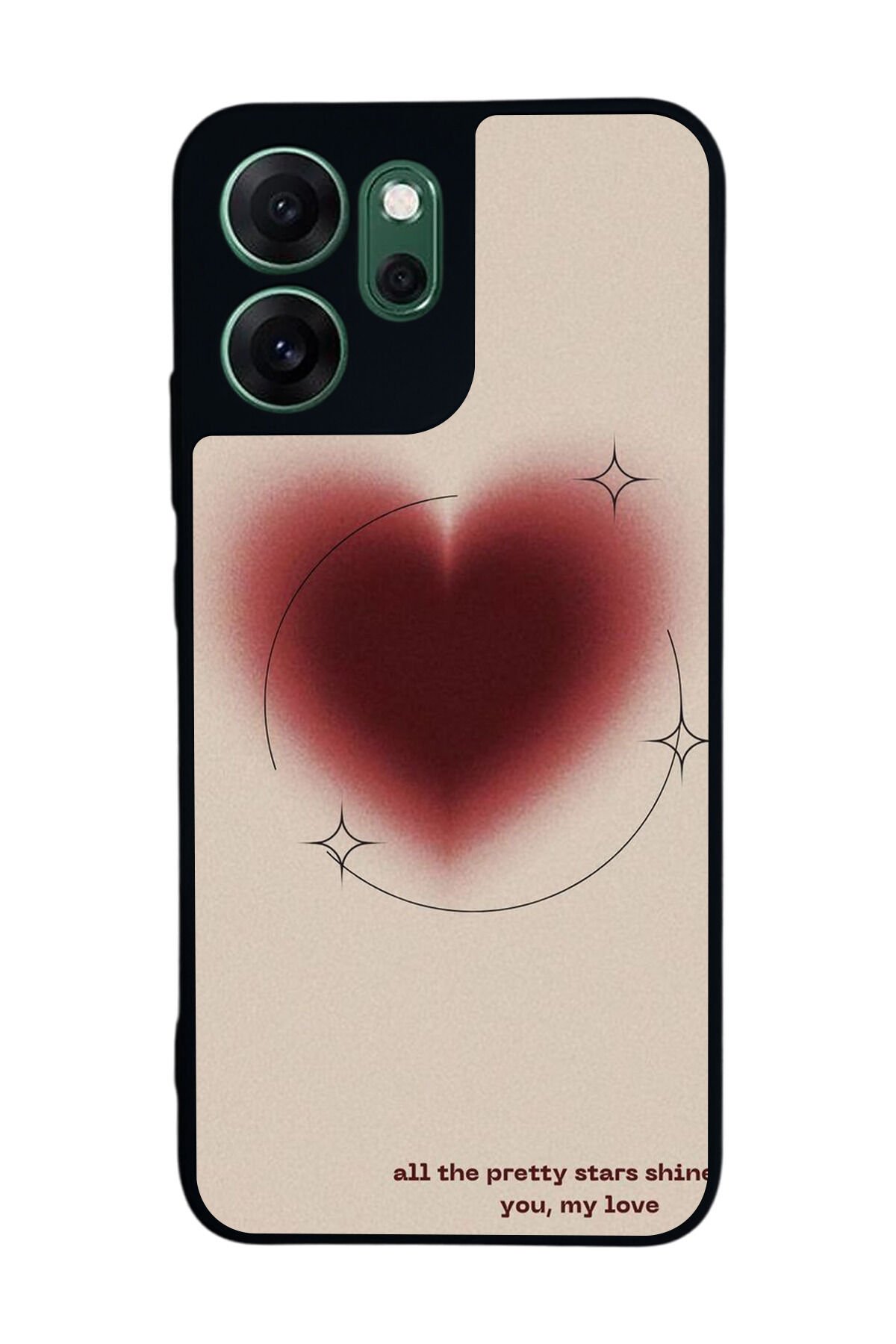 Oppo Reno 14F Uyumlu Kalp Love Tasarımlı Glossy Premium Kılıf