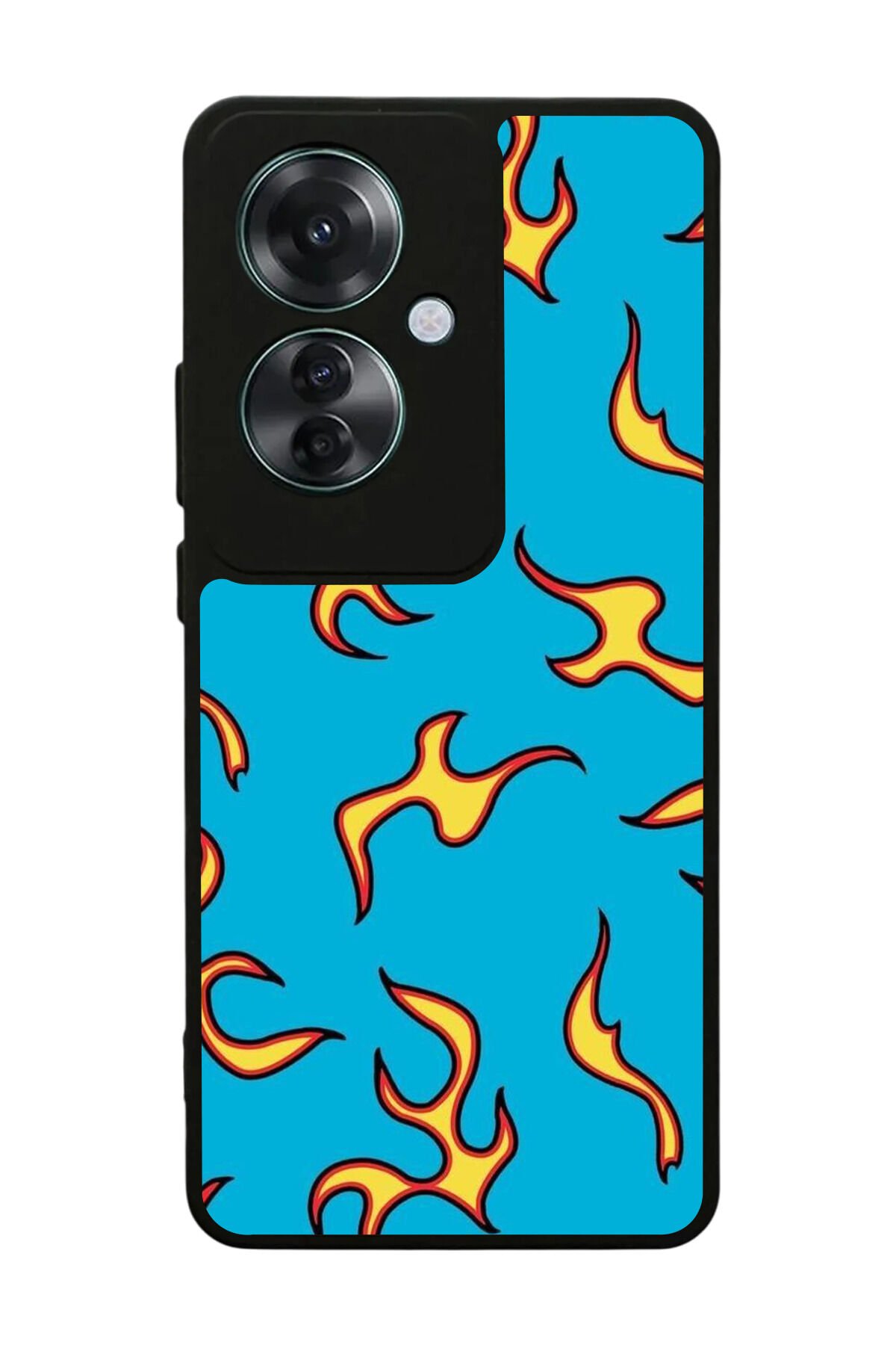 Oppo Reno 11F Uyumlu Retro Flame Patterns Tasarımlı Glossy Premium Kılıf