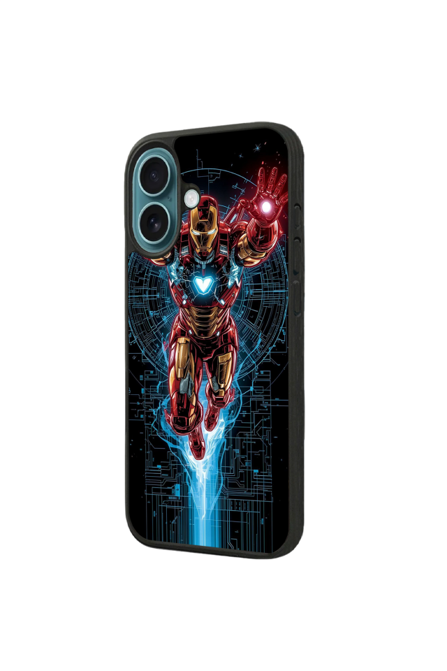 iPhone 16 Plus Uyumlu Iron Man ( Demir Adam ) Tasarımlı Glossy Premium Kılıf