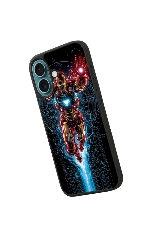 iPhone 16 Plus Uyumlu Iron Man ( Demir Adam ) Tasarımlı Glossy Premium Kılıf