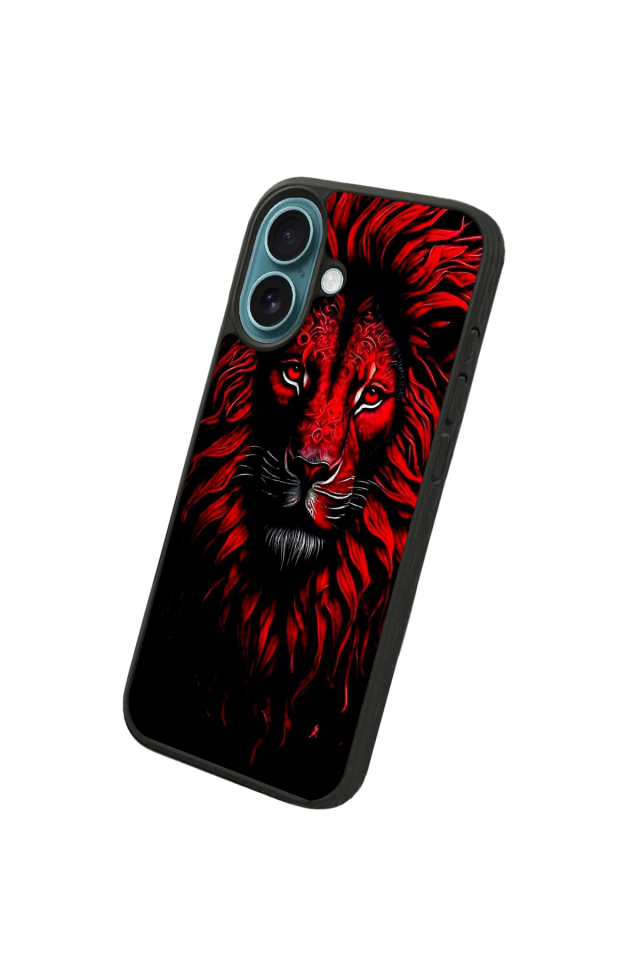 iPhone 16 Uyumlu Aslan Tasarımlı Glossy Premium Kılıf
