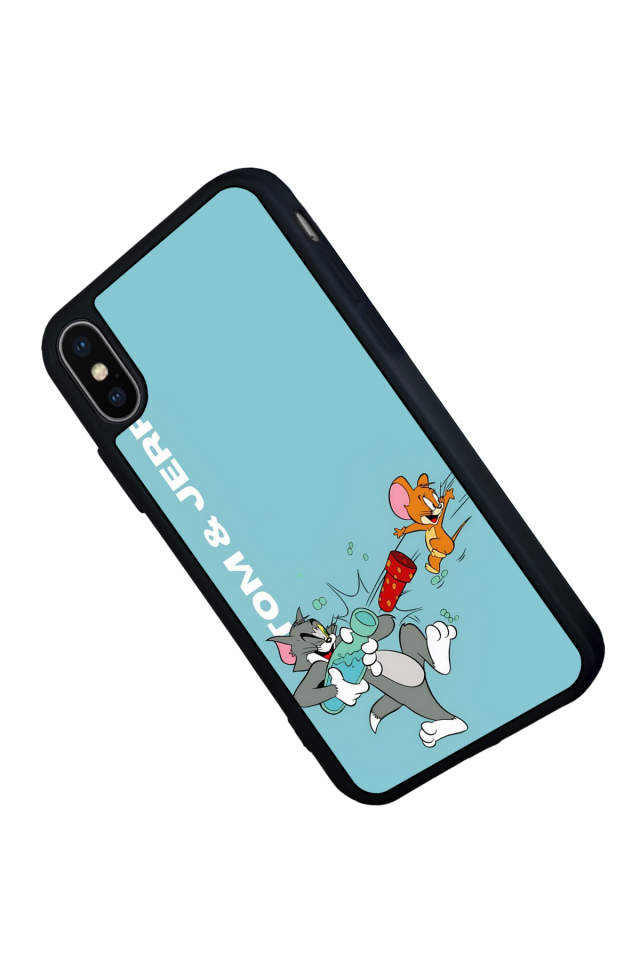 iPhone X/ XS Uyumlu Tom And Jerry Tasarımlı Glossy Premium Kılıf