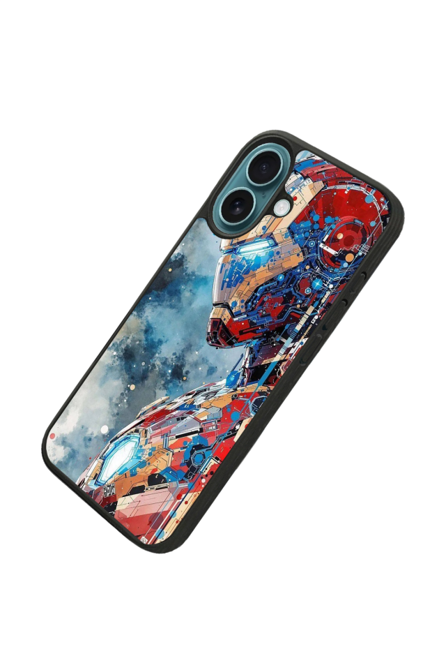 iPhone 16 Plus Uyumlu Iron Man ( Demir Adam ) Tasarımlı Glossy Premium Kılıf