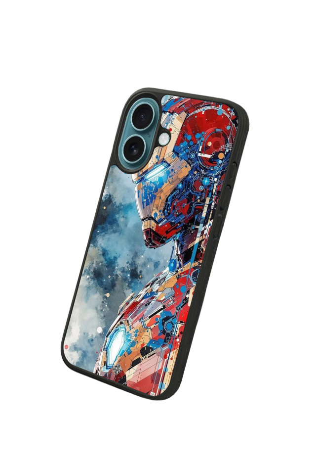 iPhone 16 Plus Uyumlu Iron Man ( Demir Adam ) Tasarımlı Glossy Premium Kılıf