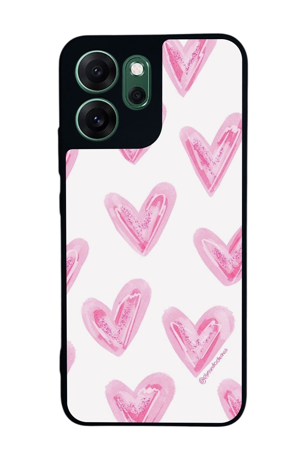 Oppo Reno 14F Uyumlu Kalp Love Tasarımlı Glossy Premium Kılıf