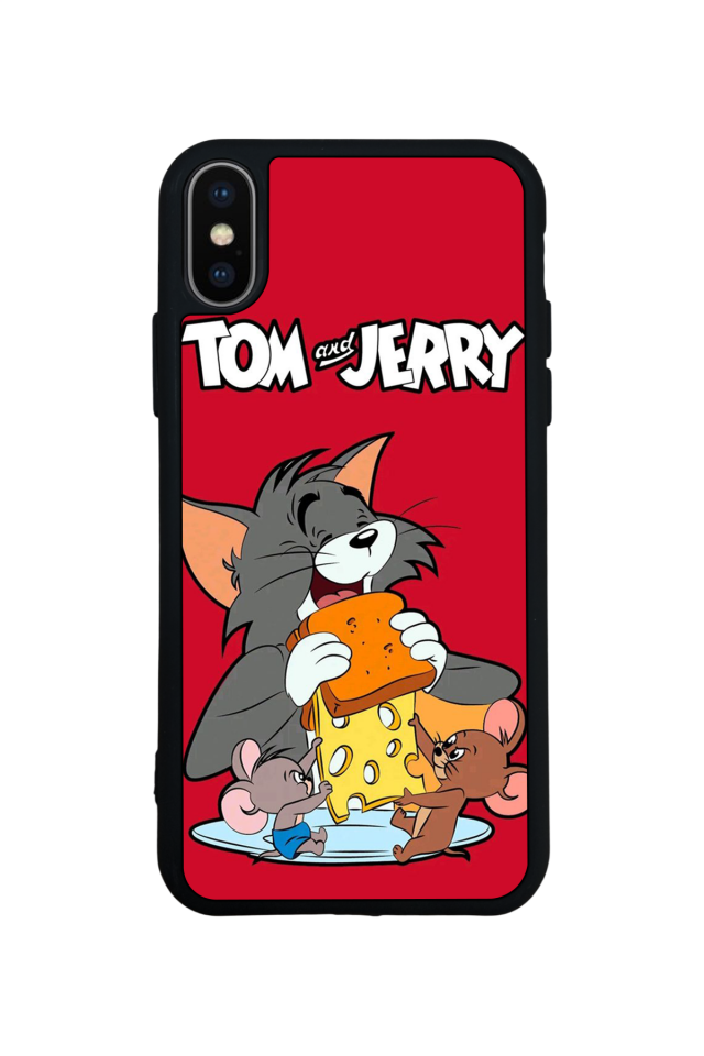 iPhone X/ XS Uyumlu Tom And Jerry Tasarımlı Glossy Premium Kılıf