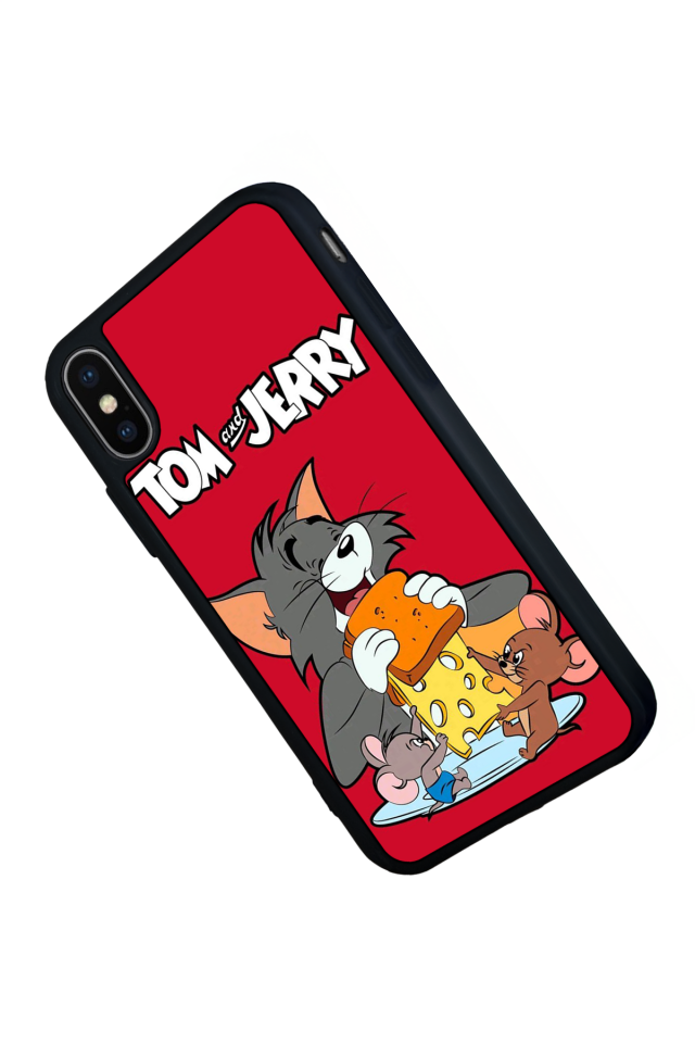 iPhone X/ XS Uyumlu Tom And Jerry Tasarımlı Glossy Premium Kılıf