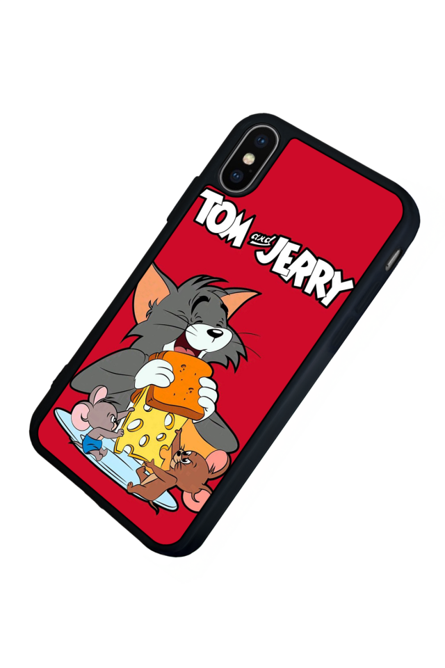 iPhone X/ XS Uyumlu Tom And Jerry Tasarımlı Glossy Premium Kılıf