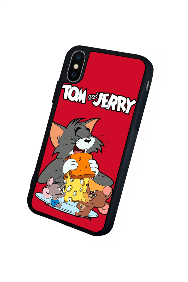 iPhone X/ XS Uyumlu Tom And Jerry Tasarımlı Glossy Premium Kılıf