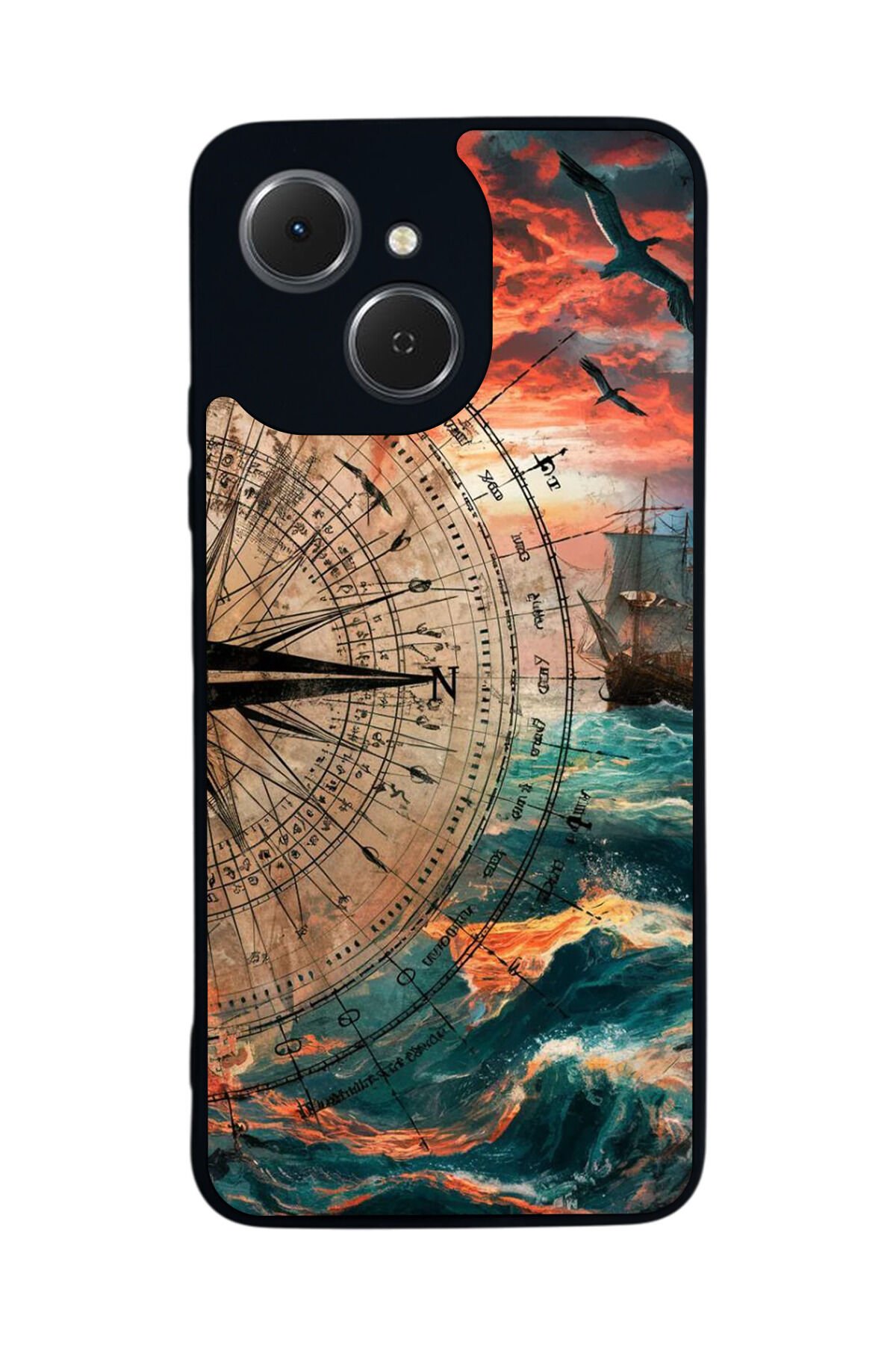 Tecno Spark 40C Uyumlu Pusula Tasarımlı Glossy Premium Kılıf