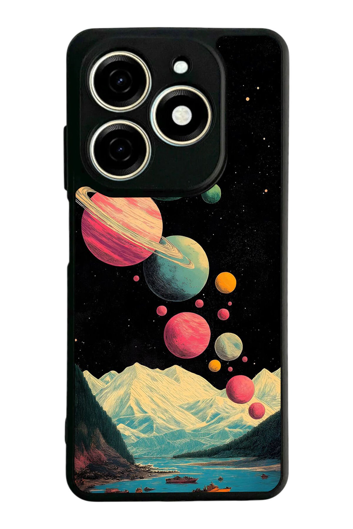 Tecno Spark 20/20C Uyumlu Uzay Tasarımlı Glossy Premium Kılıf