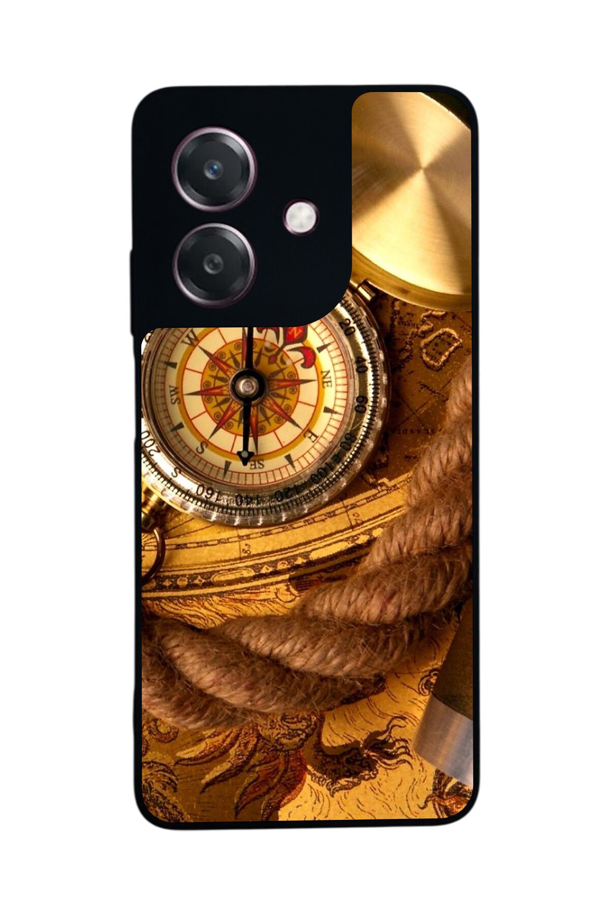 Oppo A3 5G Uyumlu Pusula Tasarımlı Glossy Premium Kılıf