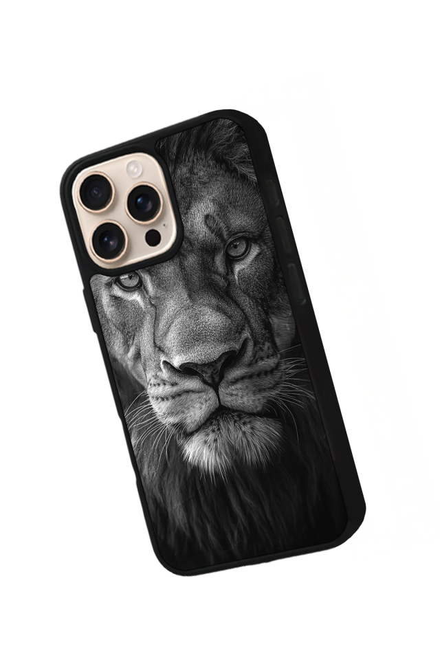 iPhone 16 Pro Uyumlu Aslan Tasarımlı Glossy Premium Kılıf