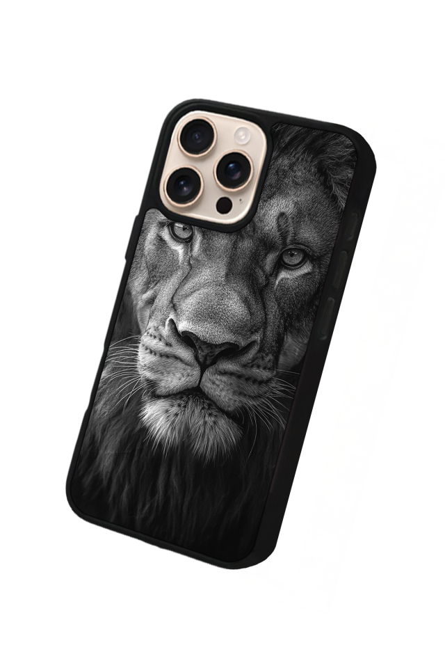 iPhone 16 Pro Uyumlu Aslan Tasarımlı Glossy Premium Kılıf