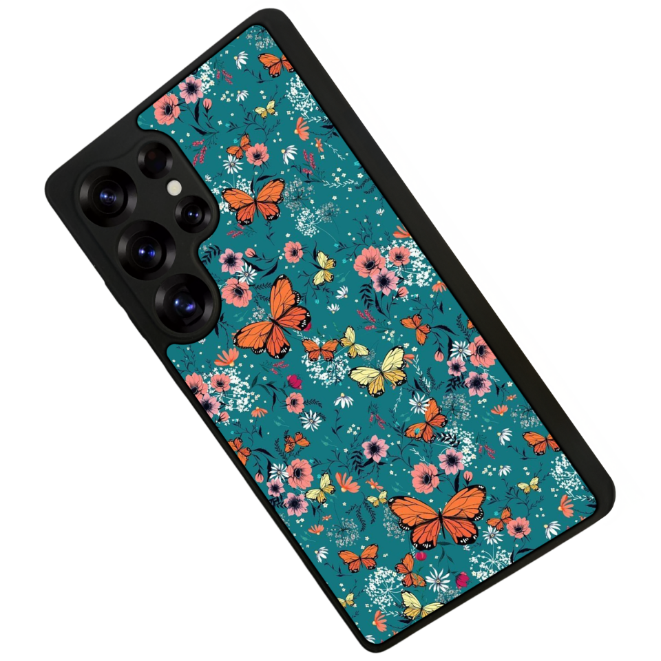 Samsung Galaxy S25 Ultra Uyumlu Kelebek Tasarımlı Glossy Premium Kılıf