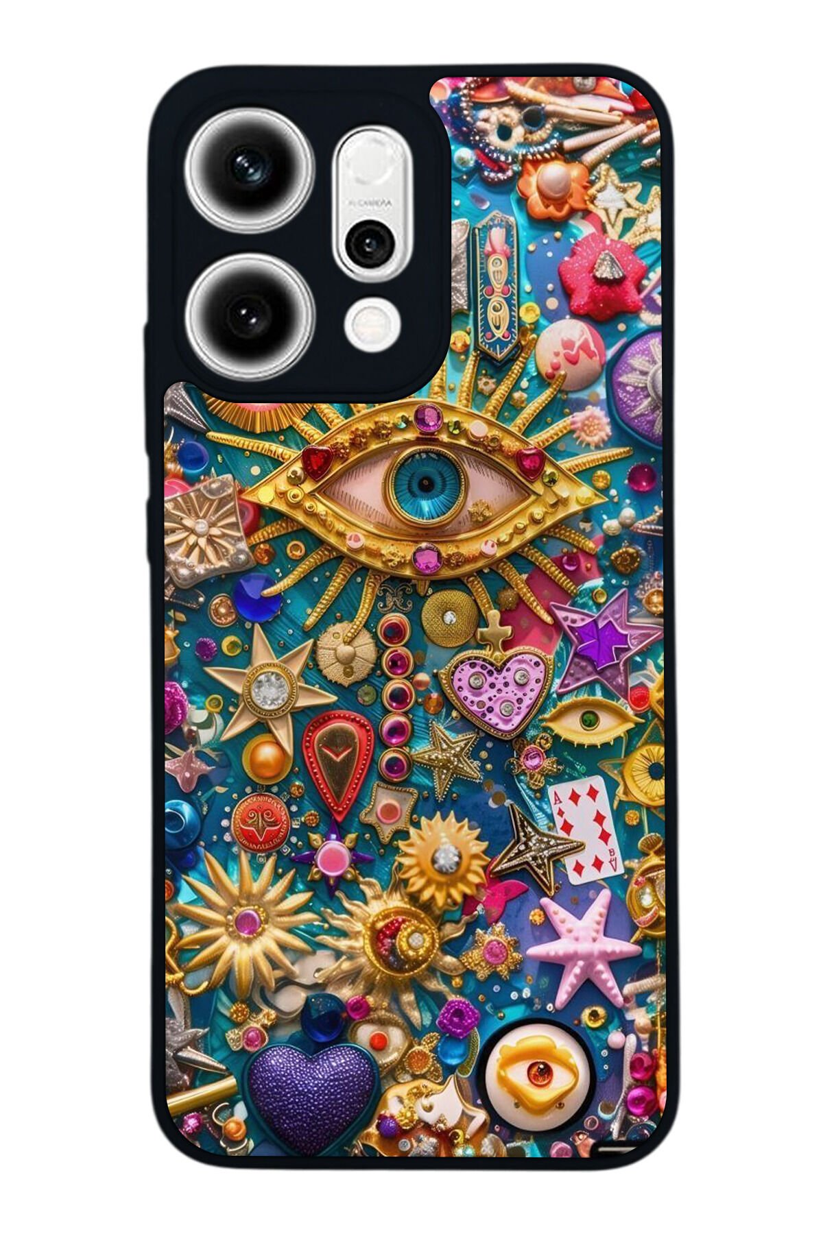 Oppo Reno 14 Uyumlu Göz Tasarımlı Glossy Premium Kılıf