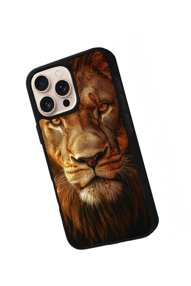 iPhone 16 Pro Uyumlu Aslan Tasarımlı Glossy Premium Kılıf