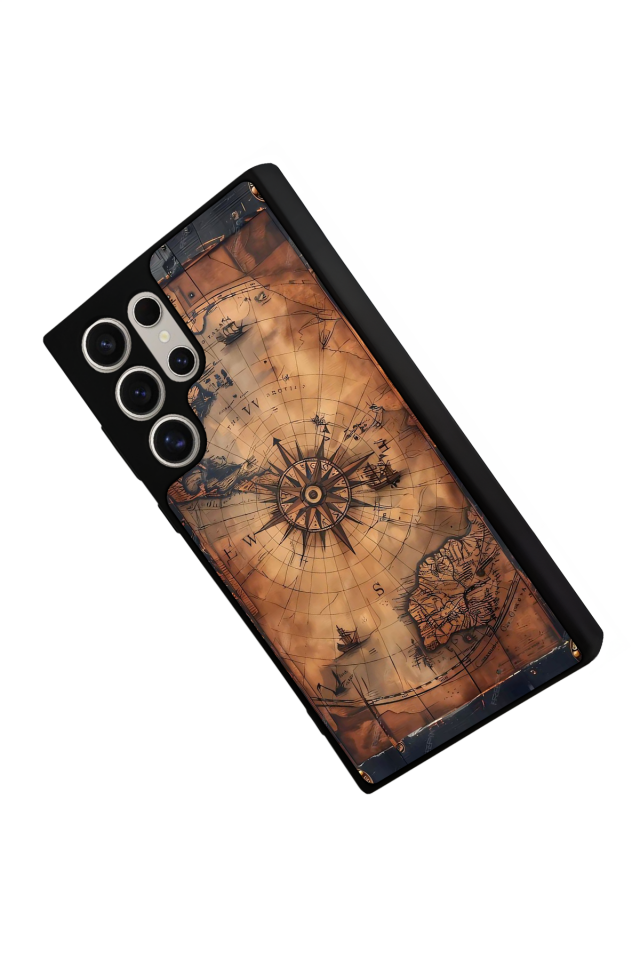 Samsung Galaxy S24 Ultra Uyumlu Harita Tasarımlı Glossy Premium Kılıf