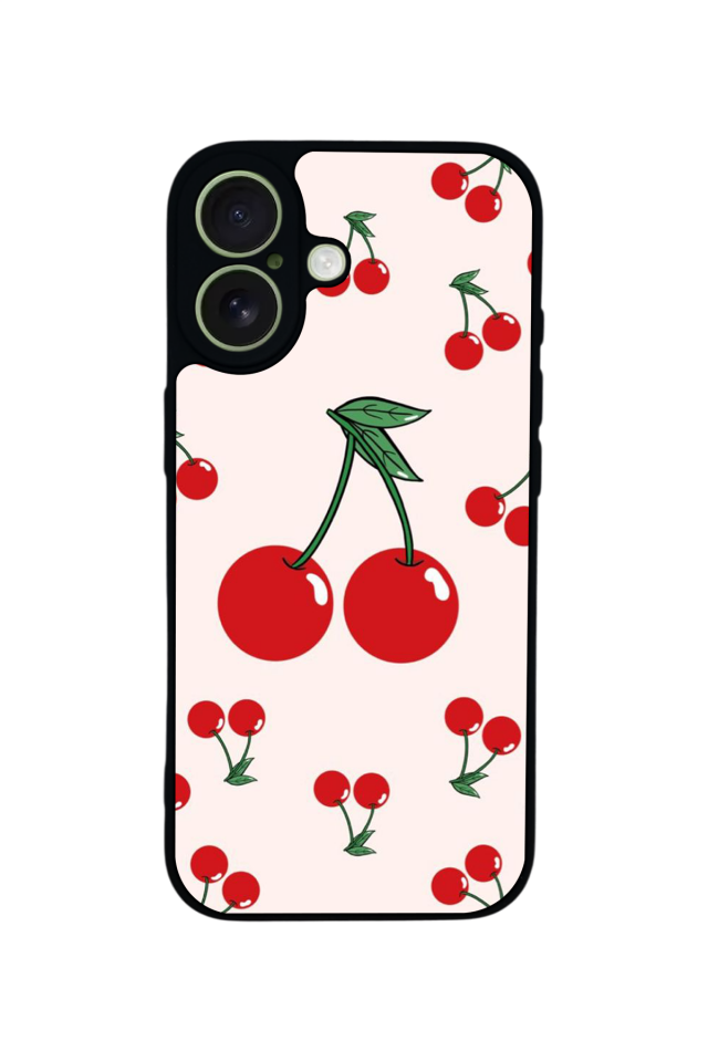 iPhone 17 Uyumlu Kiraz Tasarımlı Glossy Premium Kılıf