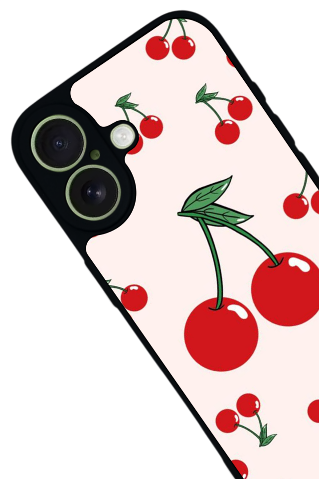 iPhone 17 Uyumlu Kiraz Tasarımlı Glossy Premium Kılıf