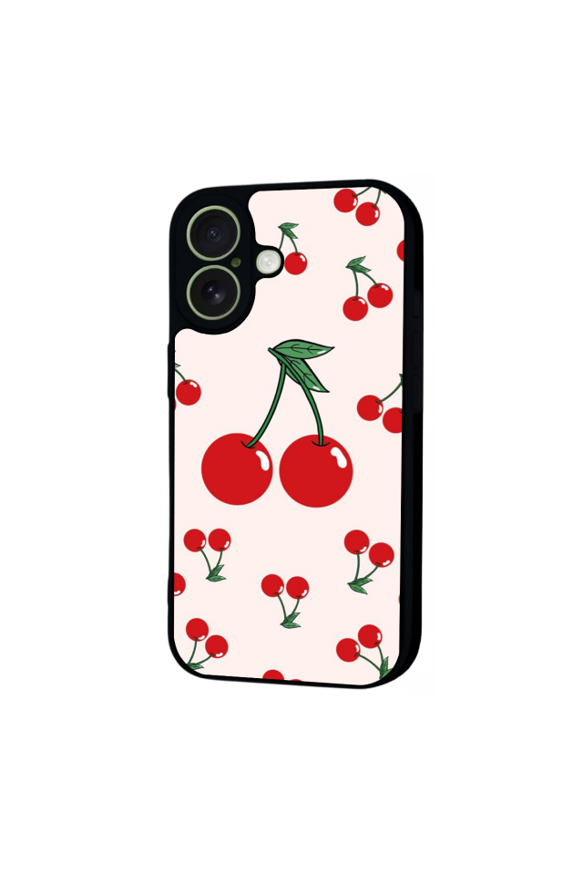 iPhone 17 Uyumlu Kiraz Tasarımlı Glossy Premium Kılıf