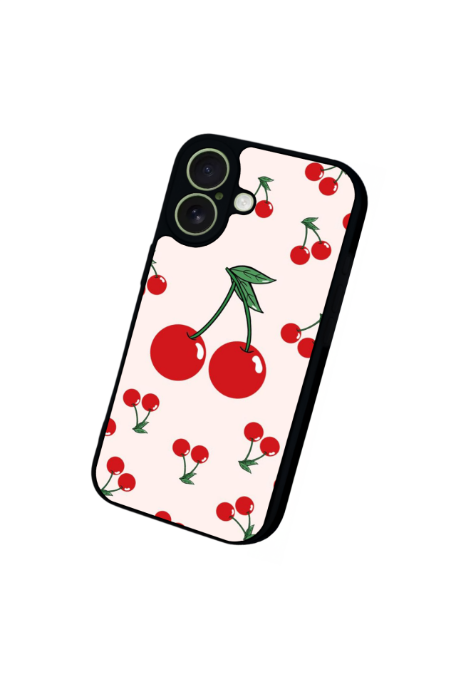 iPhone 17 Uyumlu Kiraz Tasarımlı Glossy Premium Kılıf