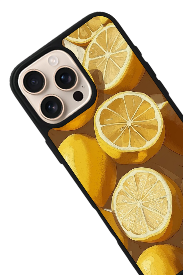 iPhone 16 Pro Uyumlu Limon Tasarımlı Glossy Premium Kılıf