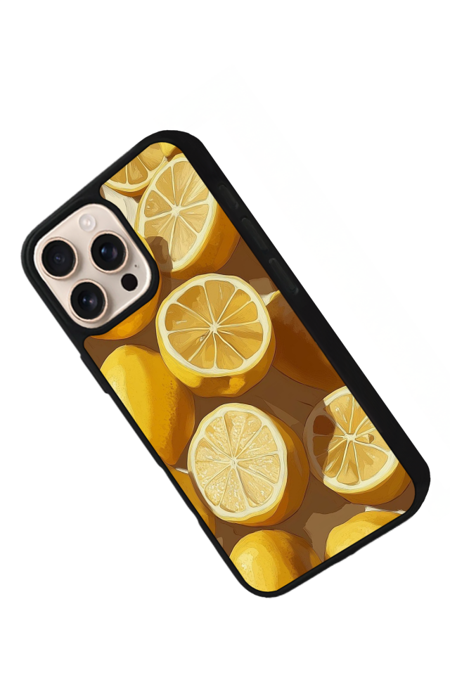 iPhone 16 Pro Uyumlu Limon Tasarımlı Glossy Premium Kılıf