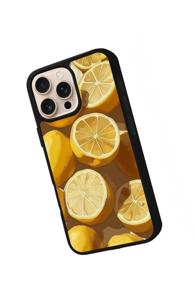 iPhone 16 Pro Uyumlu Limon Tasarımlı Glossy Premium Kılıf
