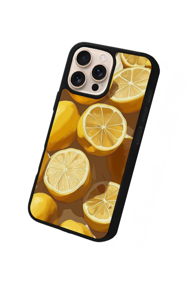 iPhone 16 Pro Uyumlu Limon Tasarımlı Glossy Premium Kılıf
