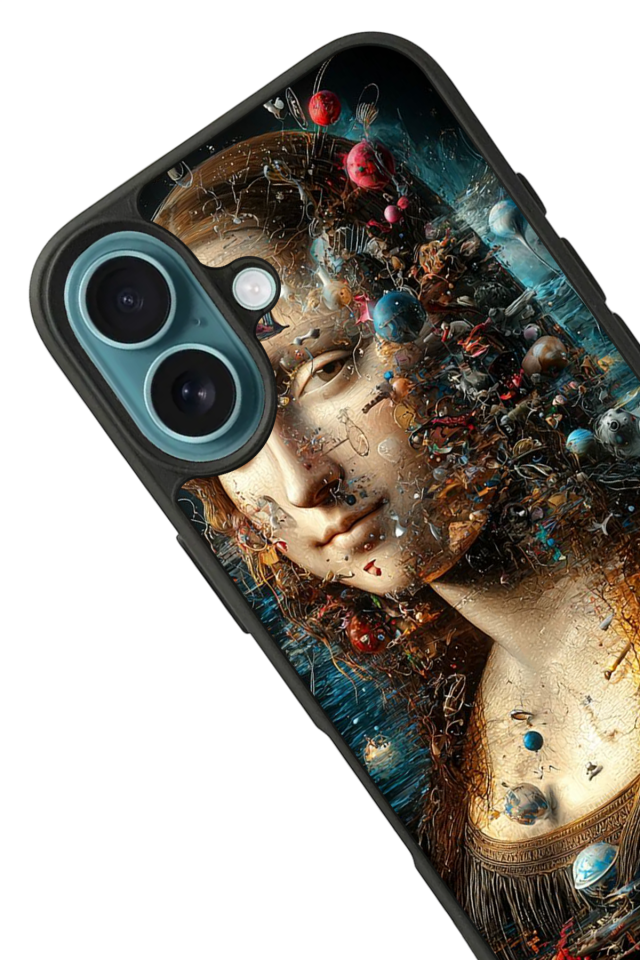 iPhone 16 Plus Uyumlu Monalisa Tasarımlı Glossy Premium Kılıf