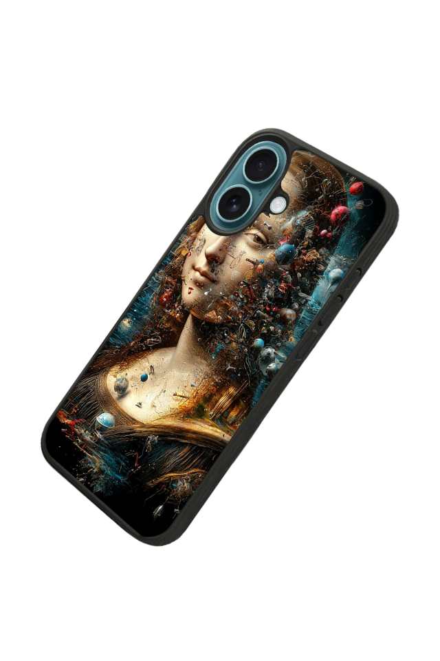 iPhone 16 Plus Uyumlu Monalisa Tasarımlı Glossy Premium Kılıf