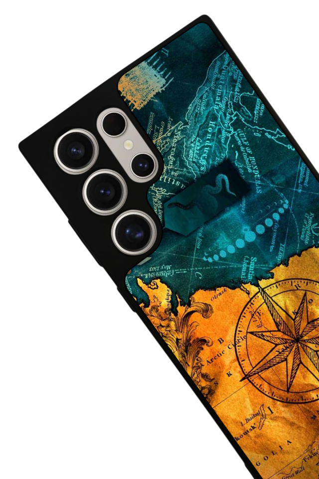 Samsung Galaxy S24 Ultra Uyumlu Harita Tasarımlı Glossy Premium Kılıf