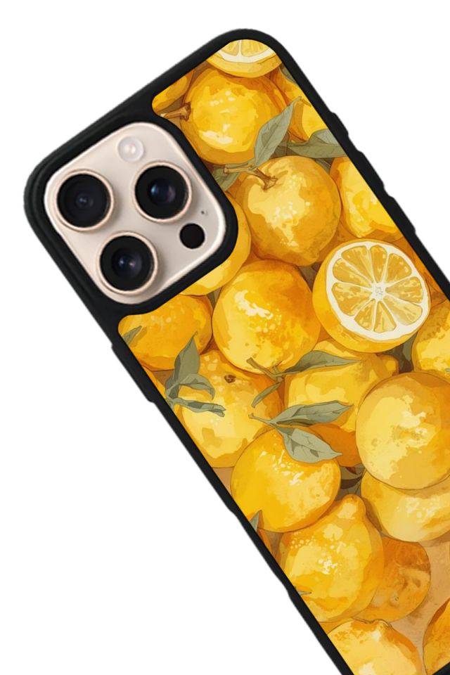 iPhone 16 Pro Uyumlu Limon Tasarımlı Glossy Premium Kılıf