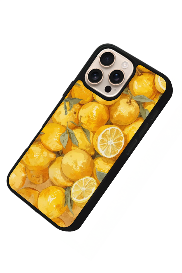 iPhone 16 Pro Uyumlu Limon Tasarımlı Glossy Premium Kılıf