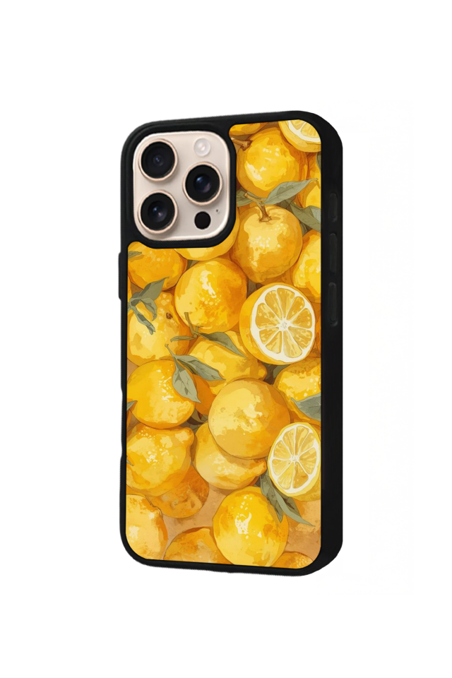 iPhone 16 Pro Uyumlu Limon Tasarımlı Glossy Premium Kılıf