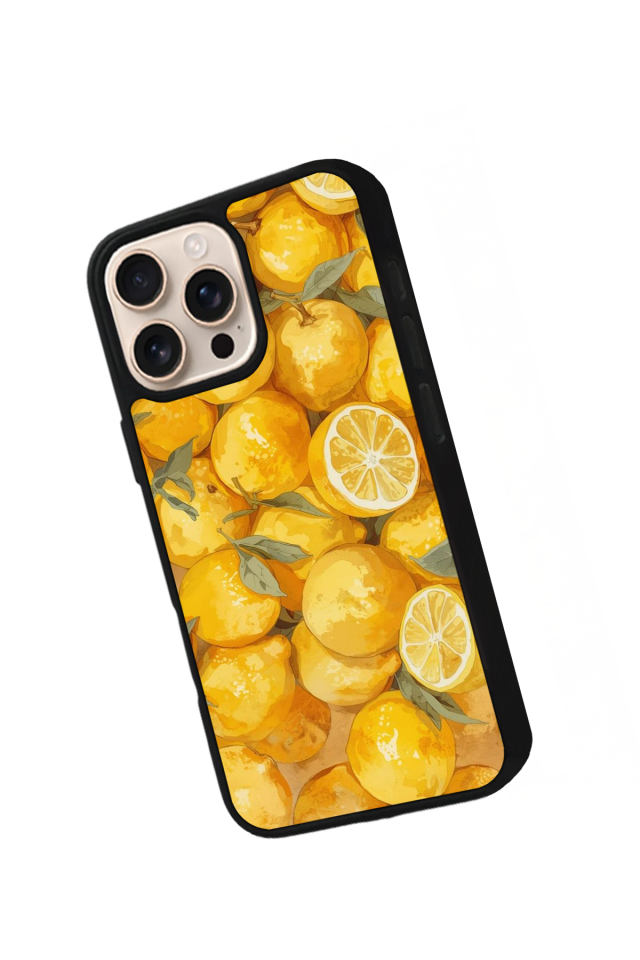 iPhone 16 Pro Uyumlu Limon Tasarımlı Glossy Premium Kılıf