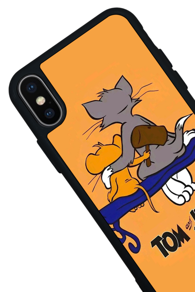 iPhone X/ XS Uyumlu Tom And Jerry Tasarımlı Glossy Premium Kılıf