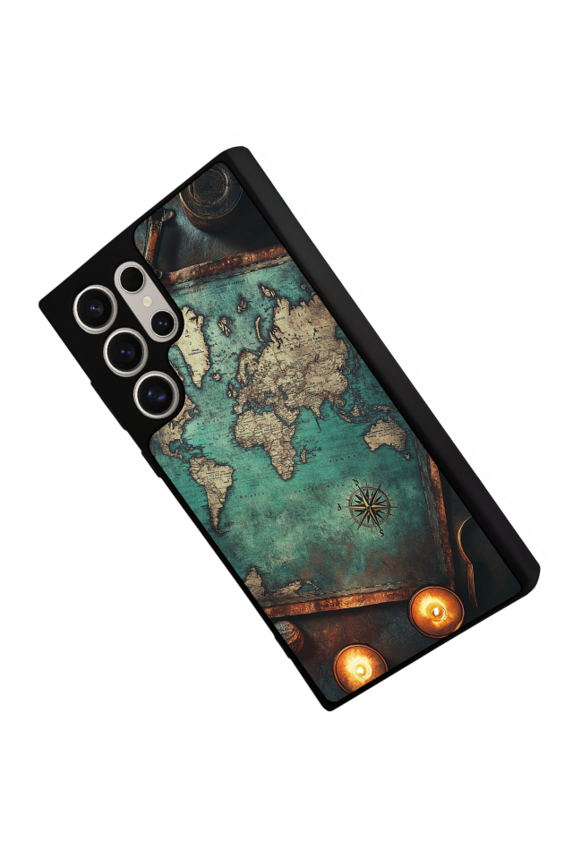 Samsung Galaxy S24 Ultra Uyumlu Harita Tasarımlı Glossy Premium Kılıf