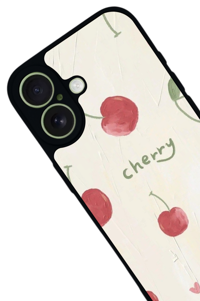 iPhone 17 Uyumlu Kiraz Tasarımlı Glossy Premium Kılıf